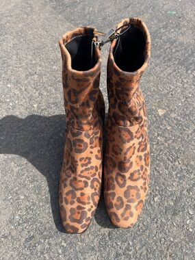FRANCO SARTO Leopard Print Ankle Boots - Women's Fashion Booties